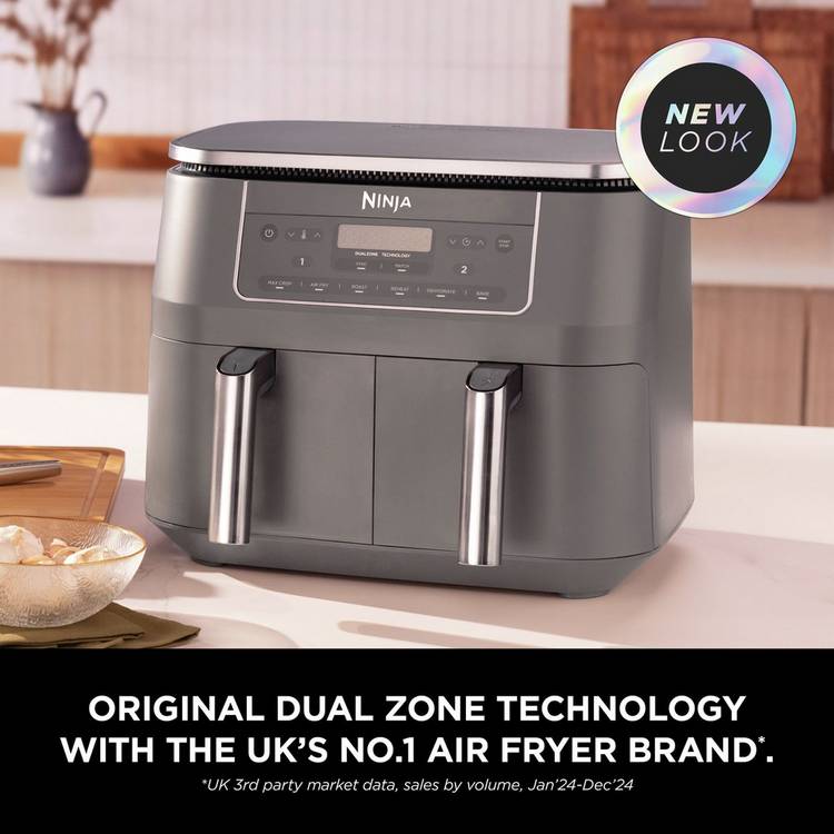Ninja 7.6L dual zone air fryer grey, UK version