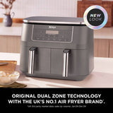 Ninja 7.6L dual zone air fryer grey, UK version