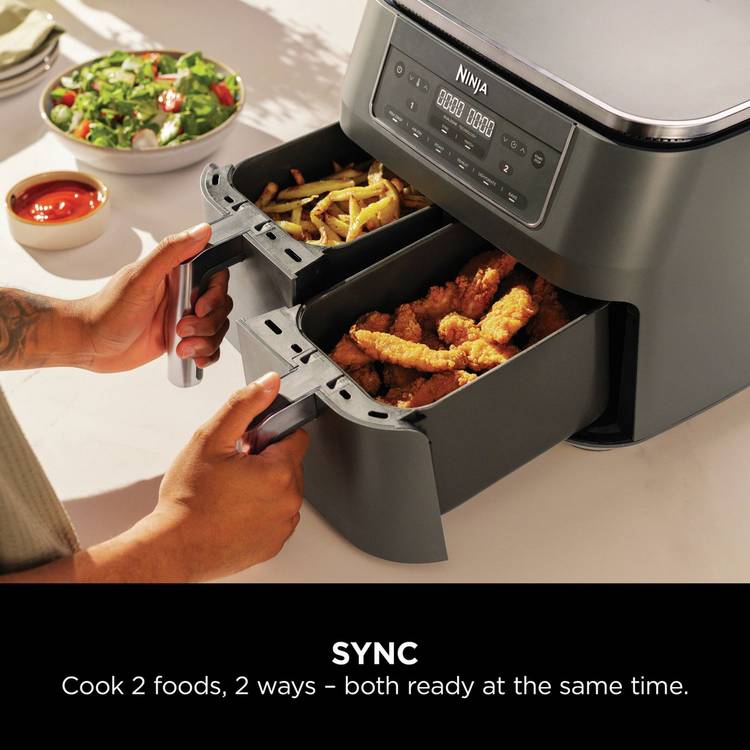 Ninja 7.6L dual zone air fryer grey, UK version