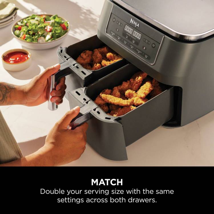 Ninja 7.6L dual zone air fryer grey, UK version