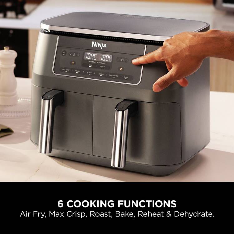 Ninja 7.6L dual zone air fryer grey, UK version