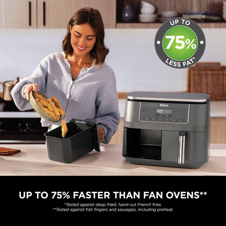 Ninja 7.6L dual zone air fryer grey, UK version