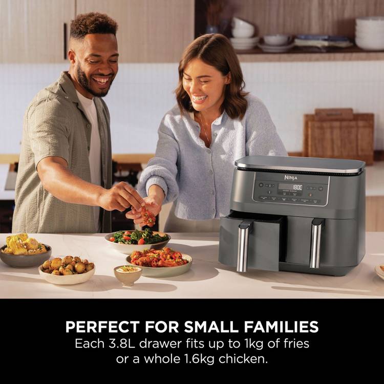 Ninja 7.6L dual zone air fryer grey, UK version