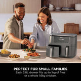Ninja 7.6L dual zone air fryer grey, UK version