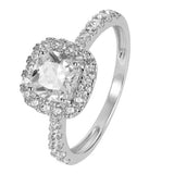 Revere 9ct white gold halo ring cubic zirconia, imported from the UK