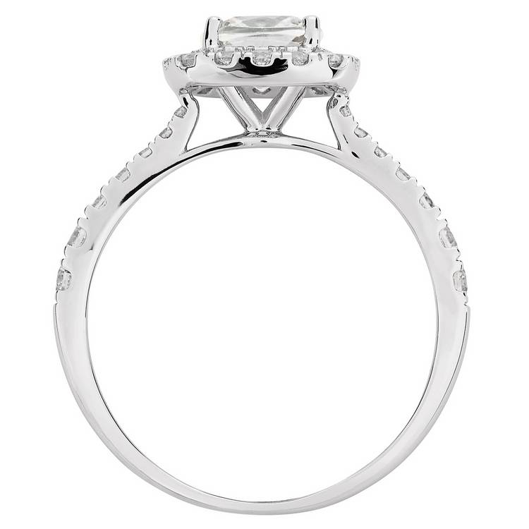 Revere 9ct white gold halo ring cubic zirconia, imported from the UK