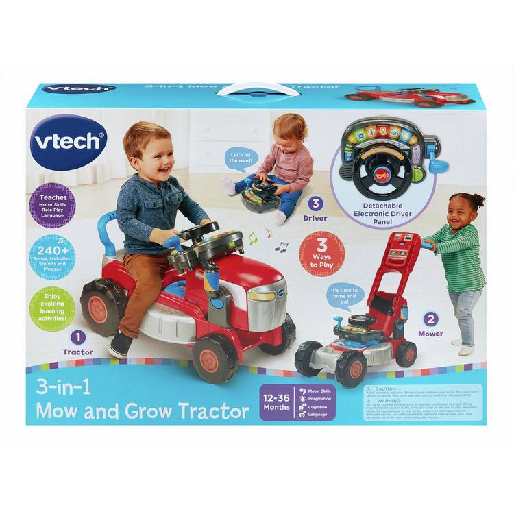 VTech Mow and Grow Tractor interactive ride-on toy for toddlers - British product
