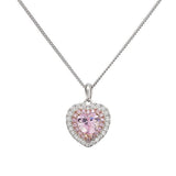 Revere rose gold plated heart cubic zirconia pendant necklace with 45.7cm chain (British brand)