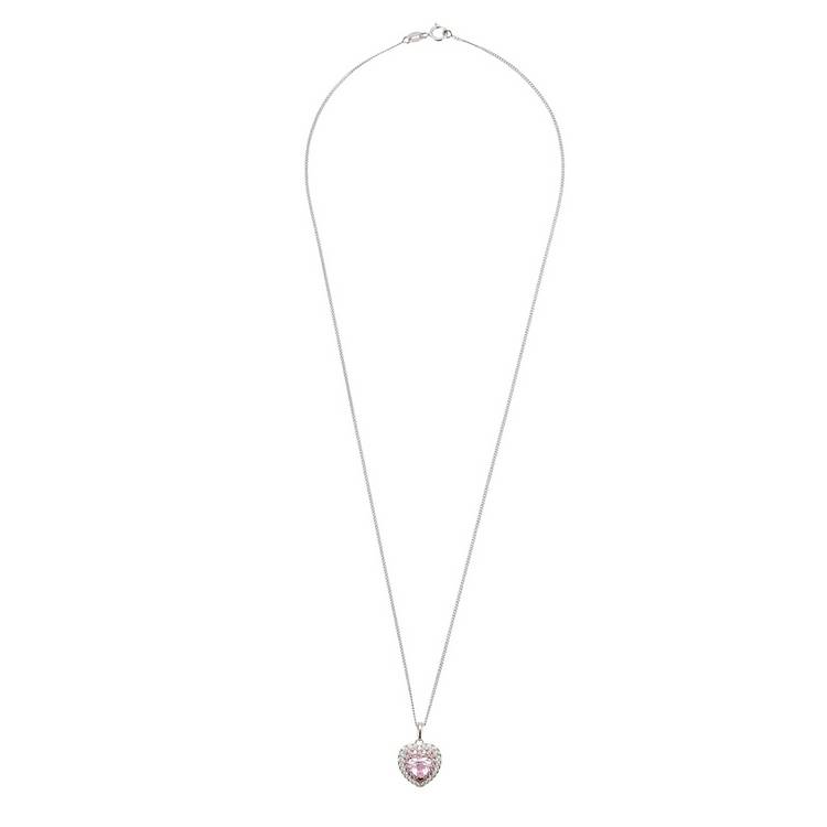 Revere rose gold plated heart cubic zirconia pendant necklace with 45.7cm chain (British brand)