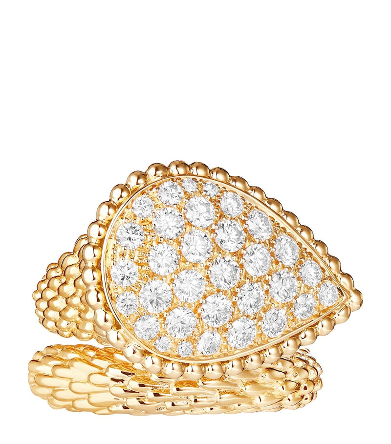 Boucheron yellow gold diamond serpent ring, imported from the UK