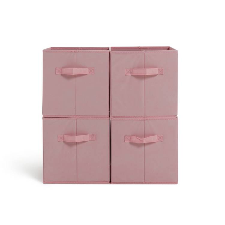 Pink canvas storage boxes set of four - British product