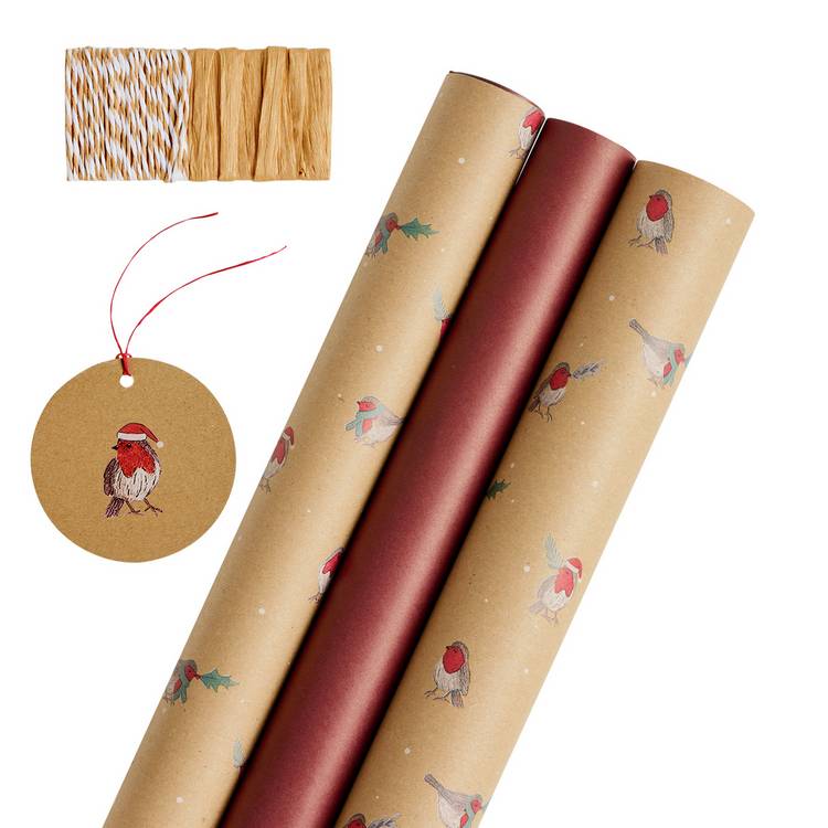 Argos Home robin wrapping paper 3 rolls, imported from the UK