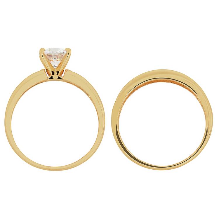 Revere 9ct gold cubic zirconia engagement ring set - British product
