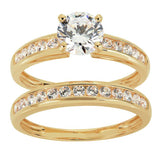 Revere 9ct gold cubic zirconia engagement ring set - British product