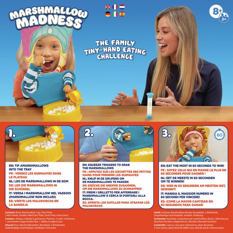 PMG Marshmallow Madness party game with tiny plastic hands, UK version