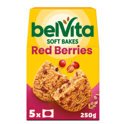 Belvita Soft Bakes Red Berries Cereal Snack Bars Multipack 250g (5 x 50g)