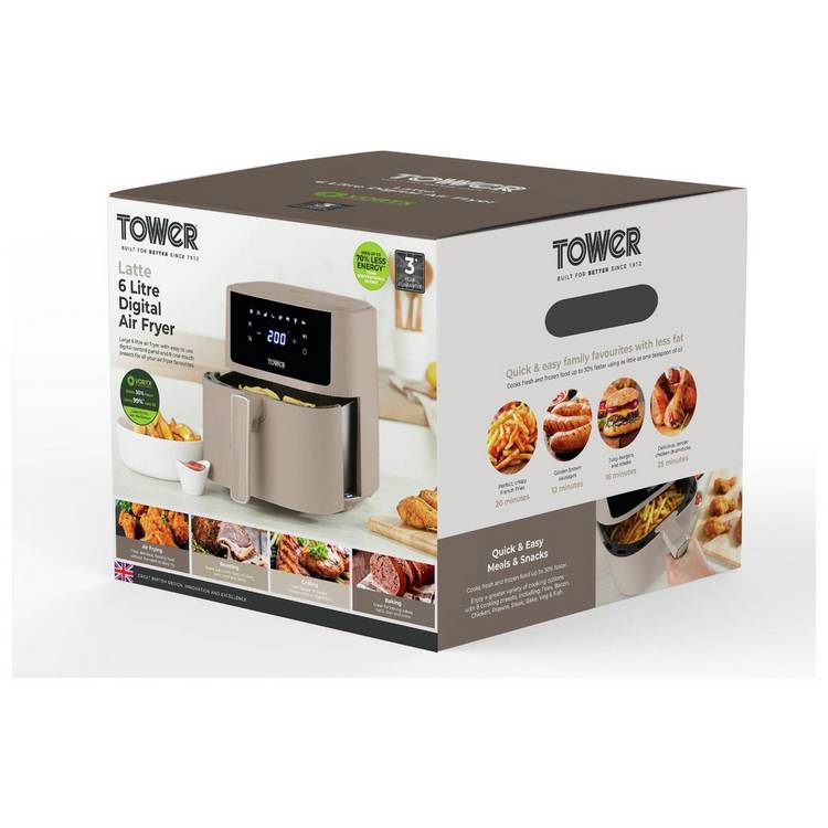 Tower 6L digital air fryer Latte, UK version