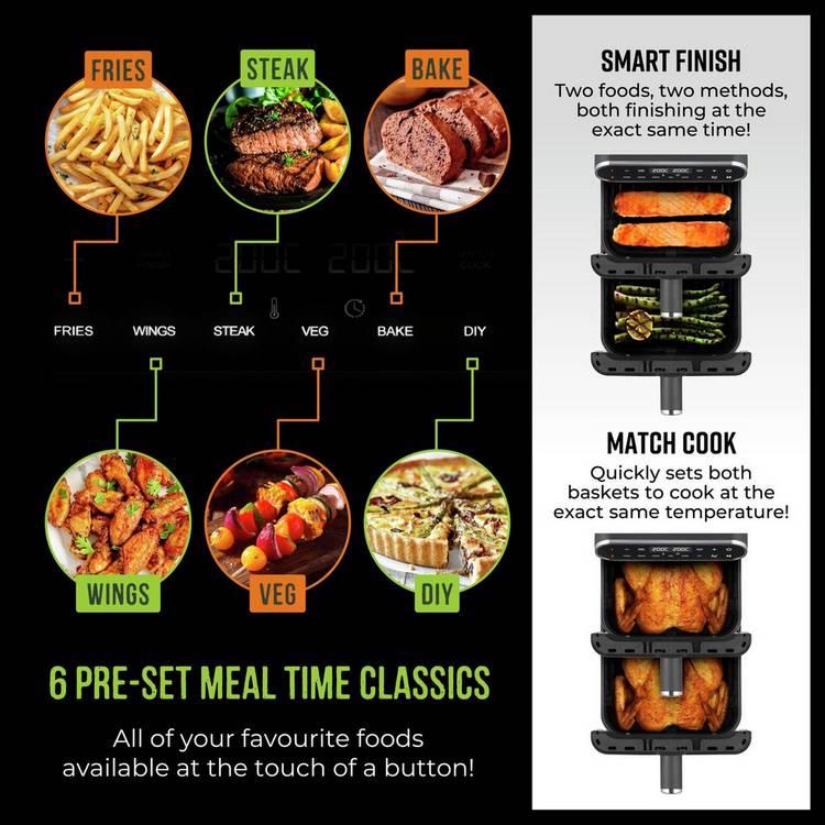 Tower T17190 Twin Stack air fryer 11L black - imported from the UK