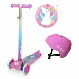Zinc unicorn scooter and helmet combo (British brand)