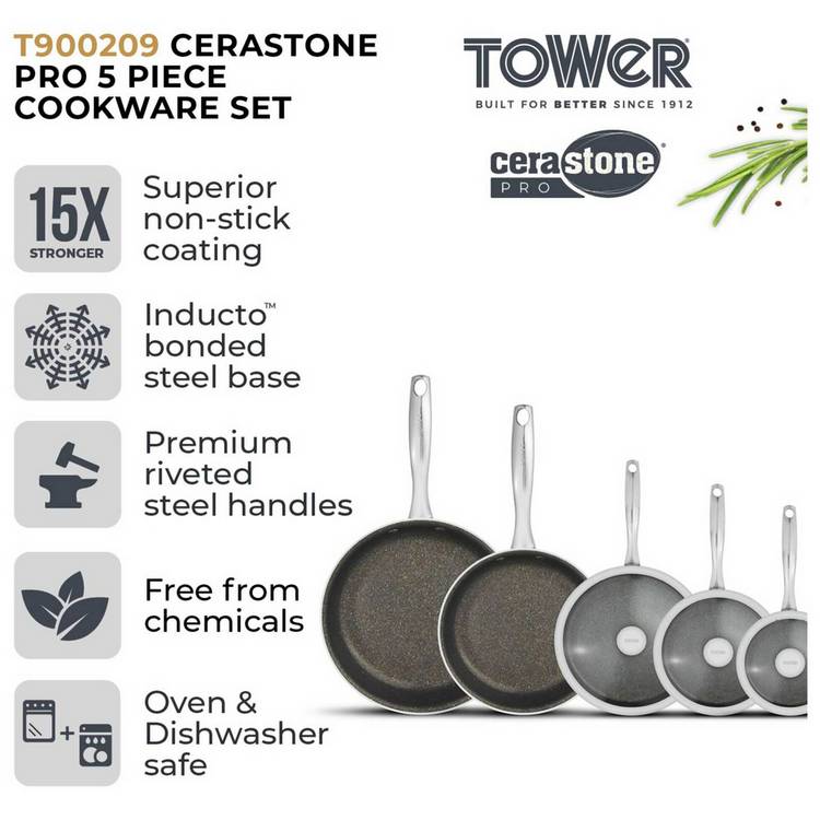 Tower Cerastone Pro 5 piece pan set, UK version
