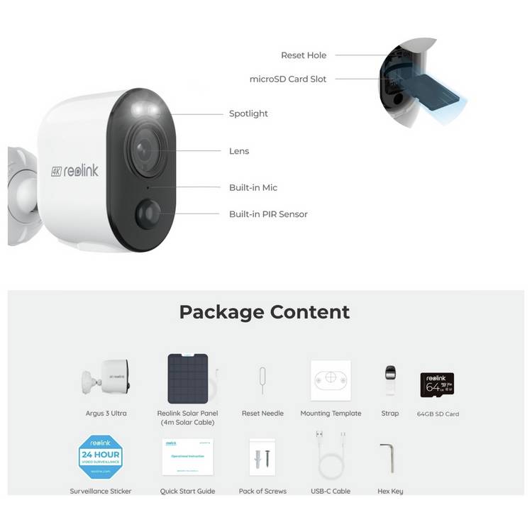 Reolink Argus 3 4K security camera solar panel - British product