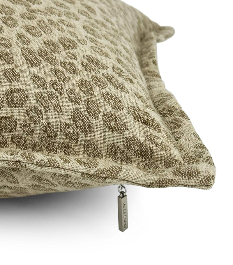 De Le Cuona Linen Leopard Kanoko cushion 35cm x 60cm - British product