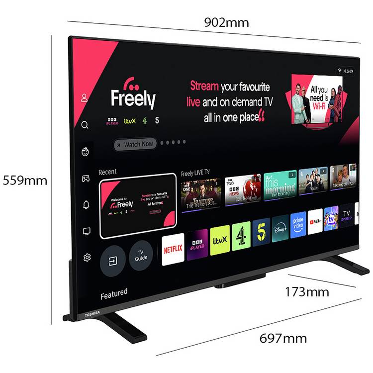 Toshiba 40 inch Smart FHD TV with Freely - British product