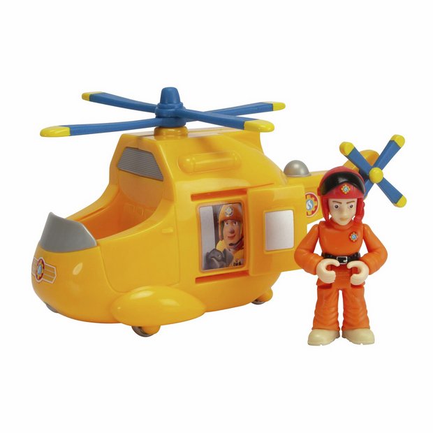 Fireman Sam Wallaby 2 helicopter toy with Krystyna figure, imported from the UK