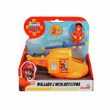 Fireman Sam Wallaby 2 helicopter toy with Krystyna figure, imported from the UK