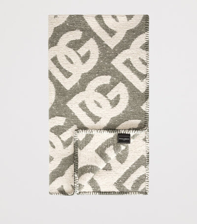 Luxury Wool-Cashmere-Silk Logo Throw 140cm x 180cm