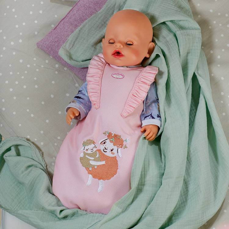 Baby Born doll sleeping bag with sheep embroidery 20cm - British product