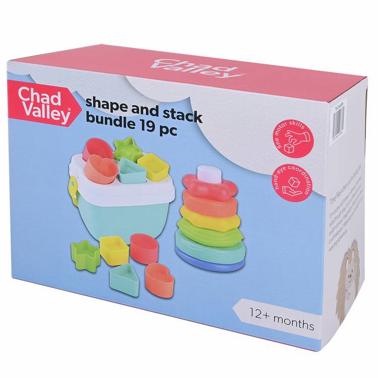 Chad Valley shape and stack bundle activity toy 19 pieces (British brand)
