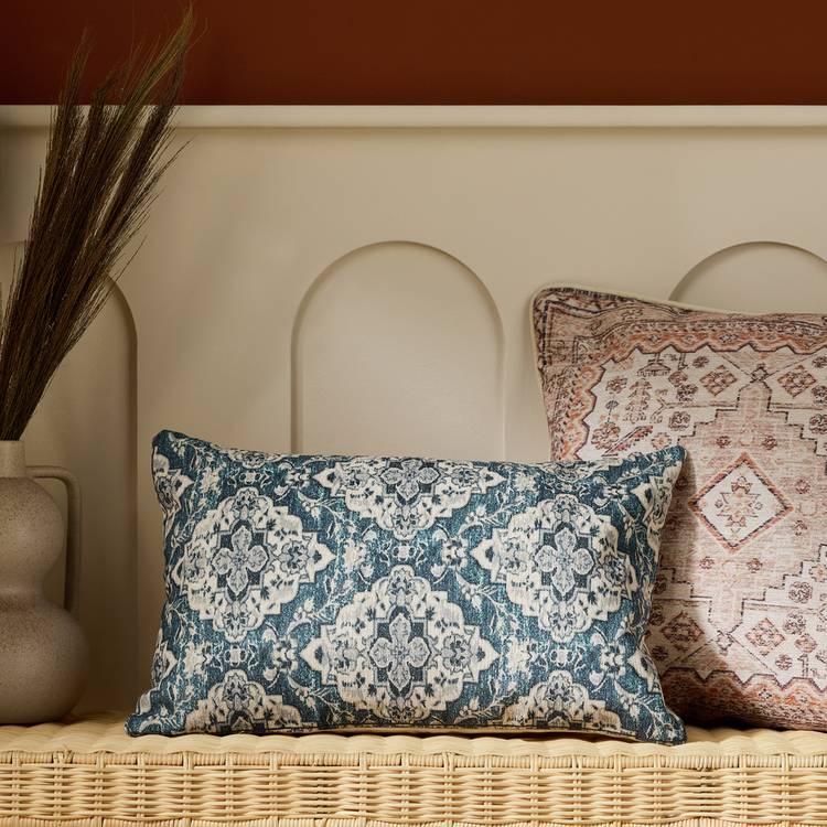 Habitat chenille cushion blue 30x50cm - British product