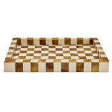 Habitat checkered trinket tray brown wood and resin - British product