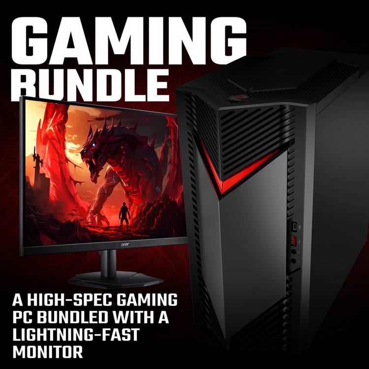 Acer Nitro N50 gaming PC and monitor bundle - British product