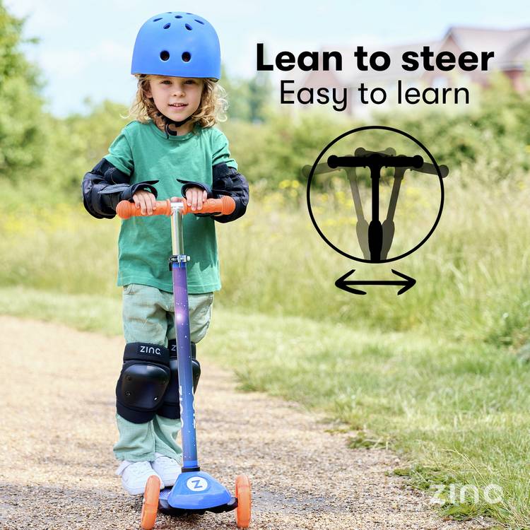 Zinc 3-wheel scooter and helmet combo, imported from the UK