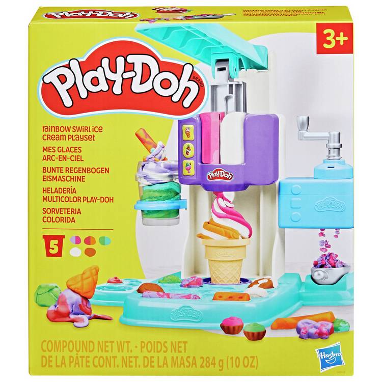 Play-Doh rainbow ice cream playset with 5 tubs, UK version
