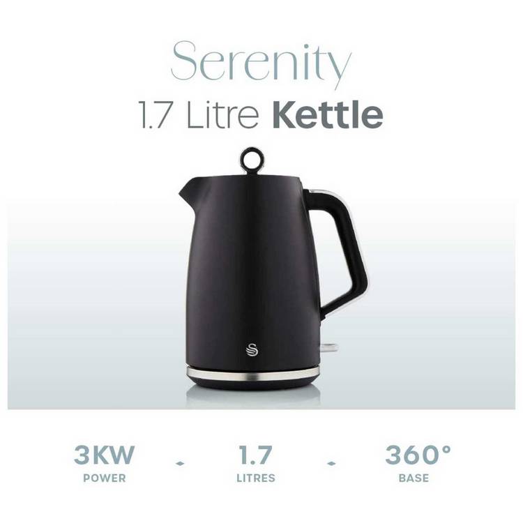 Swan electric kettle black 1.7L (British brand)