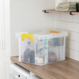 Strata Stackmaster 35L clear storage box, UK version