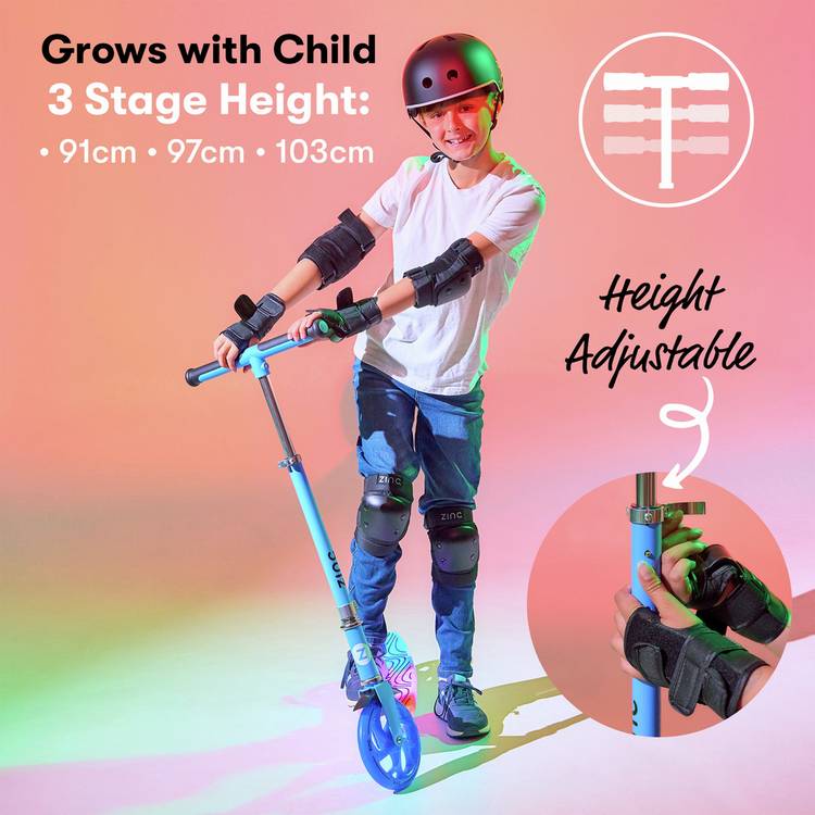 Zinc Big Wheel kick scooter with light-up deck, imported from the UK