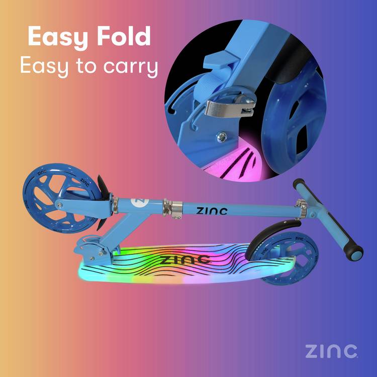Zinc Big Wheel kick scooter with light-up deck, imported from the UK