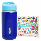 Decor blue stainless steel water bottle 500ml stickers, imported from the UK