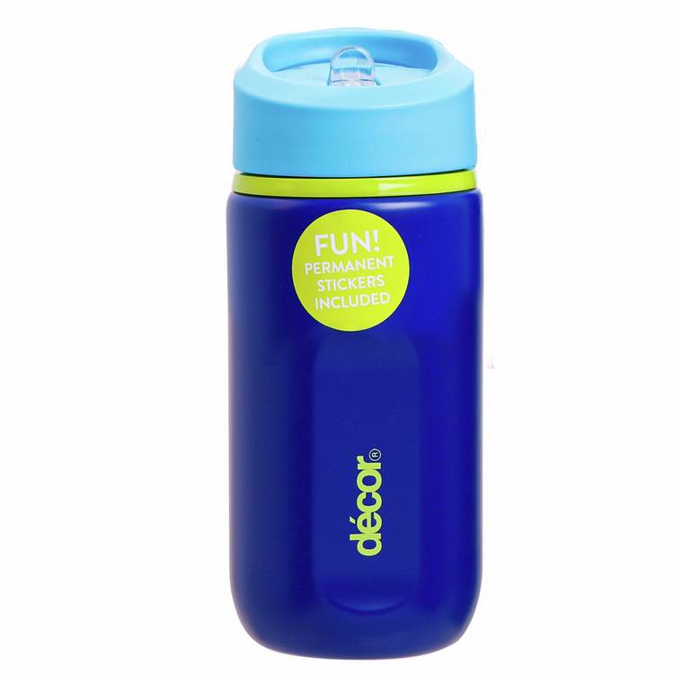 Decor blue stainless steel water bottle 500ml stickers, imported from the UK