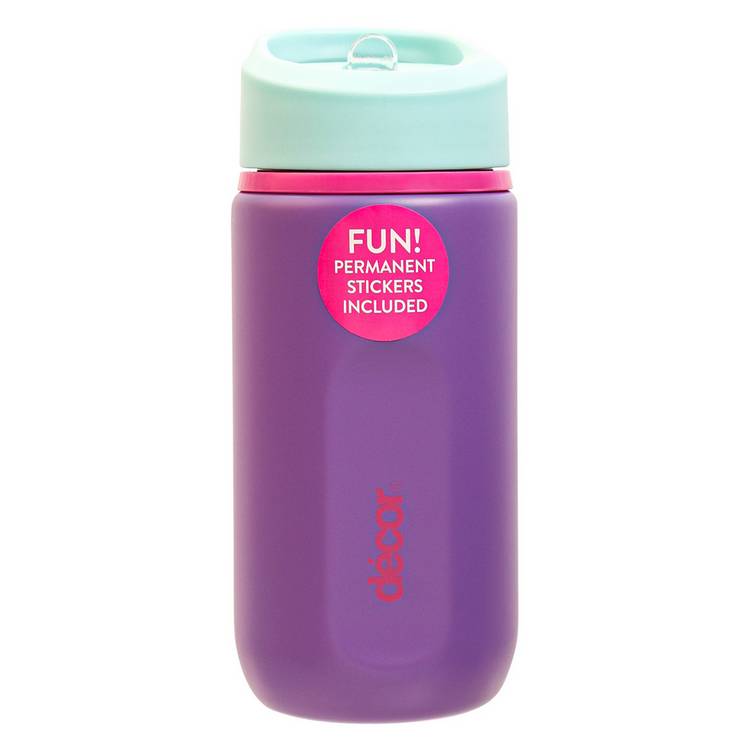 Decor purple kids water bottle with stickers 500ml, UK version
