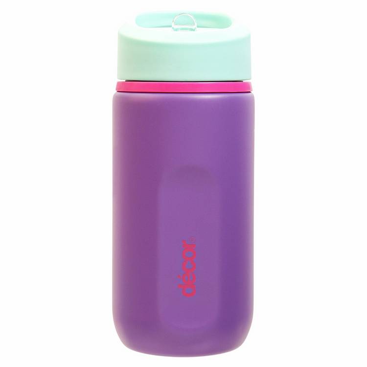 Decor purple kids water bottle with stickers 500ml, UK version