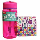 Decor pink kids water bottle with stickers 500ml (British brand)