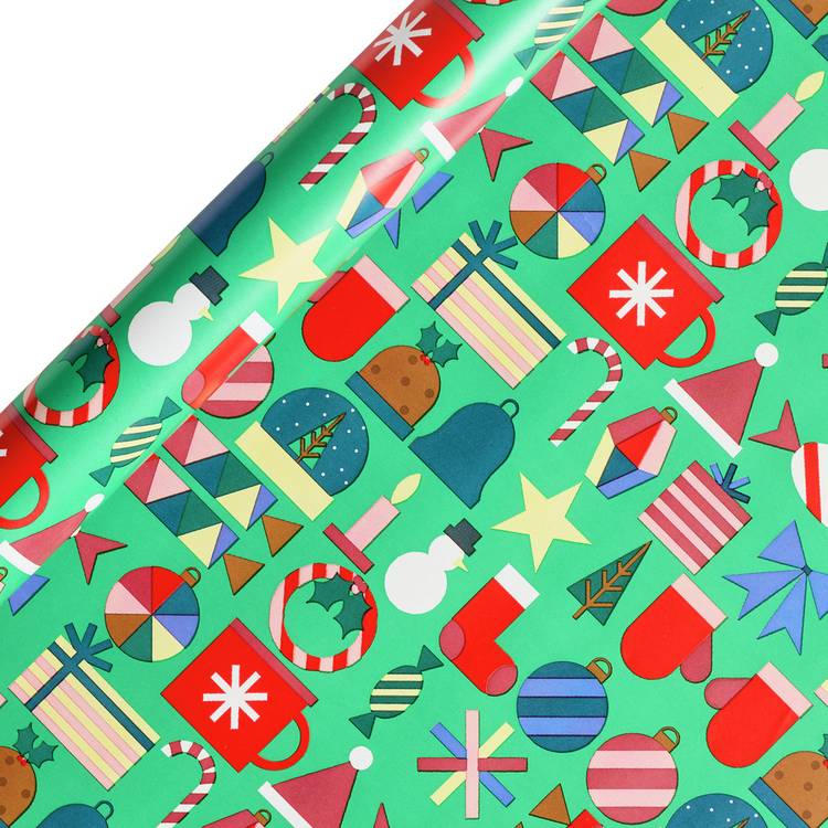 Argos Home wrapping paper set 3 rolls candy cane scandi designs, imported from the UK
