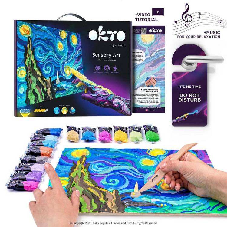 Okto air dry clay kit 3D Starry Night sensory art - British product
