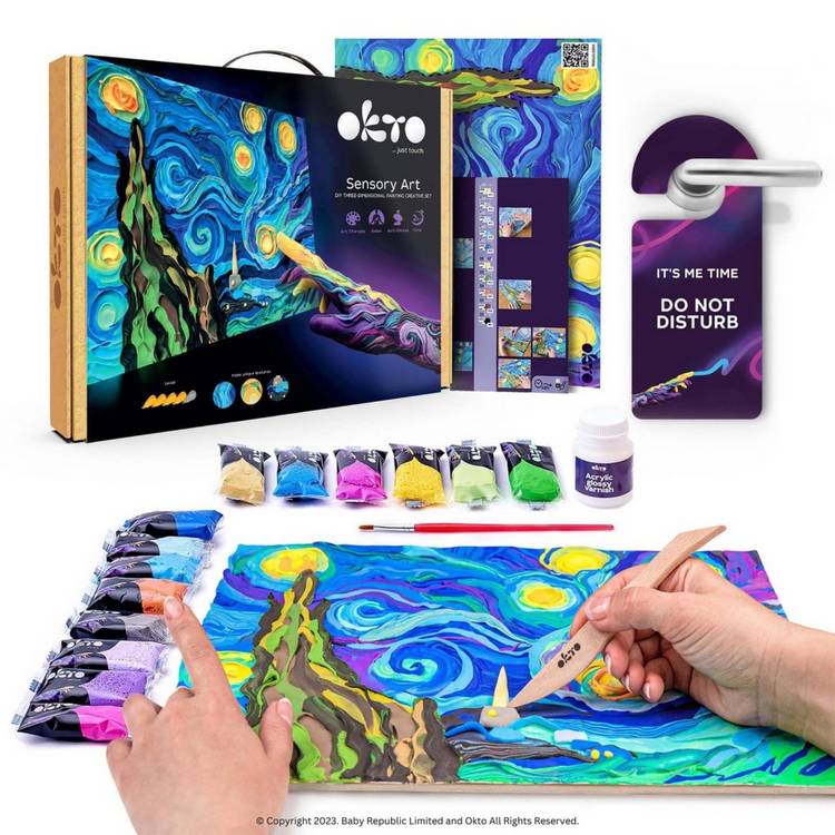 Okto air dry clay kit 3D Starry Night sensory art - British product