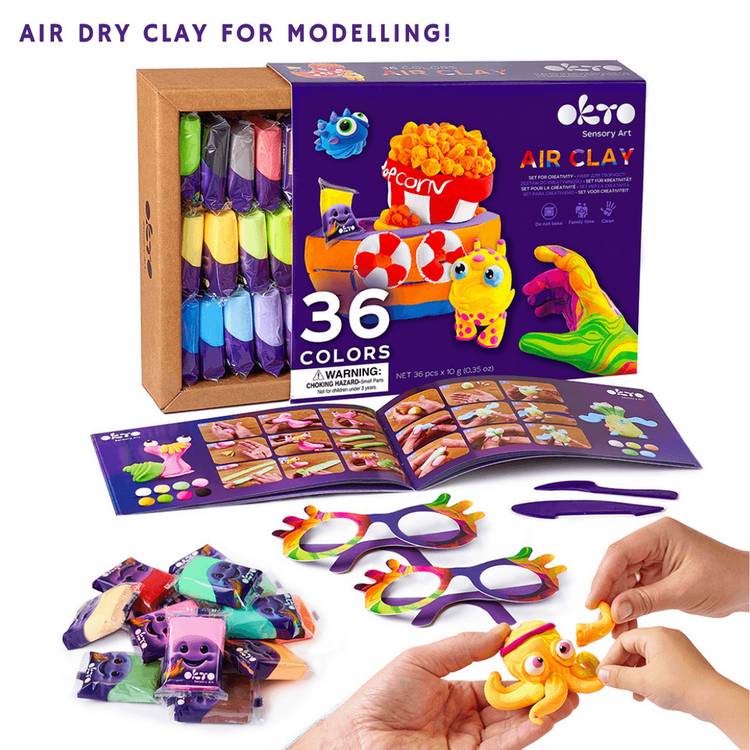 Okto air dry clay modelling set 36 colours - British product